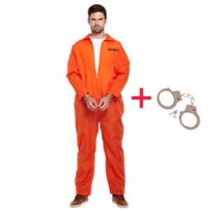 MENS PRISONERオーバーオールオレンジジャンプスーツサングラスステージファンシードレスコスチューム