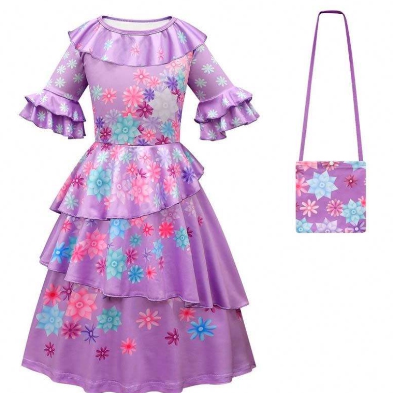 カーニバルハロウィーンプリンセスパーティー服花のフリルロングドレスミラベルエンカントコスチューム90-170cm HCIS-006