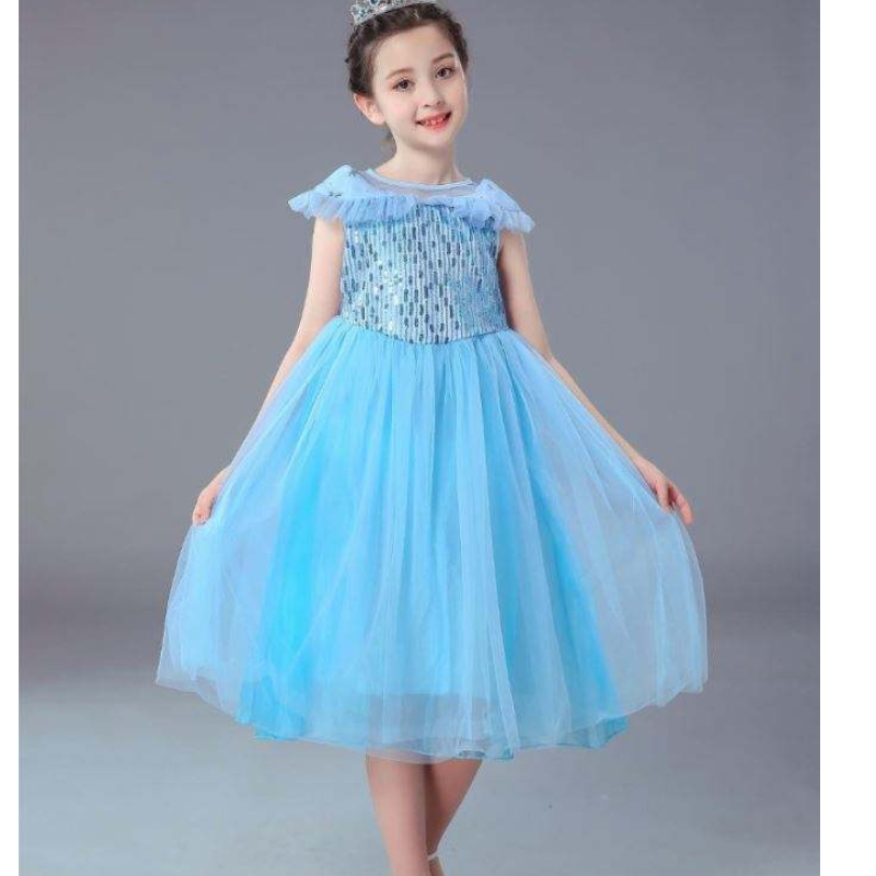 卸売新しい子供服エルサプリンセスドレスチャイルドコスチュームガールズドレス