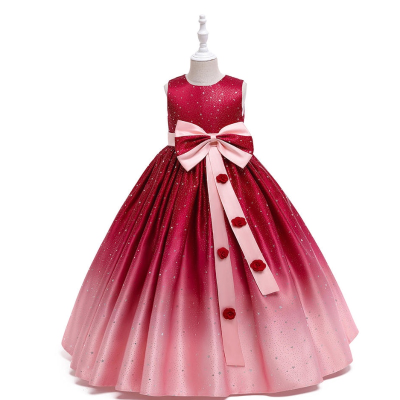 卸売グラディエントカラーキッズドレスガールズパーティーの結婚式の誕生日フラワーガールフロックボールガウンドレス