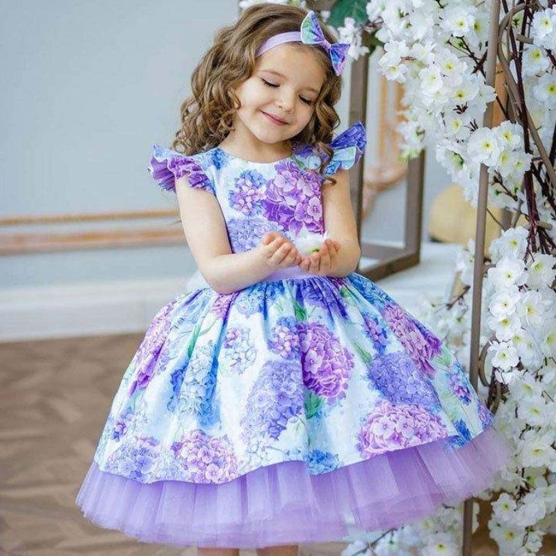 Baige最新の花柄の女の子のドレス子供\\\\の服3歳の花の女の子の花嫁介添人のドレスパーティー