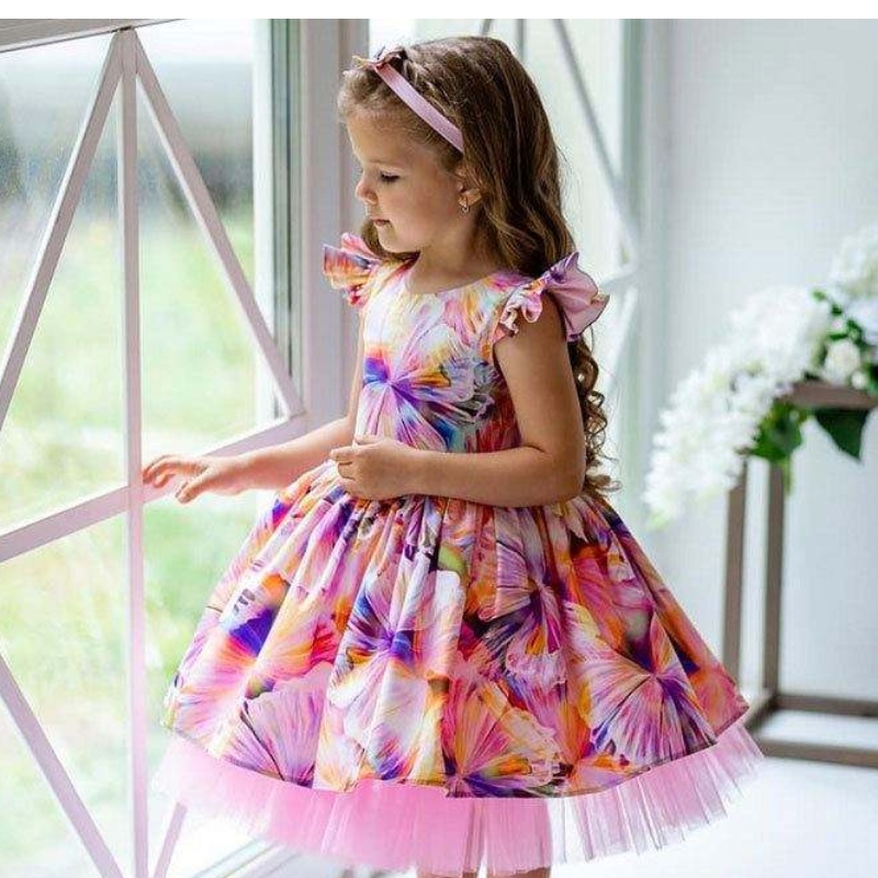 Baige最新の花柄の女の子のドレス子供\\\\の服3歳の花の女の子の花嫁介添人のドレスパーティー