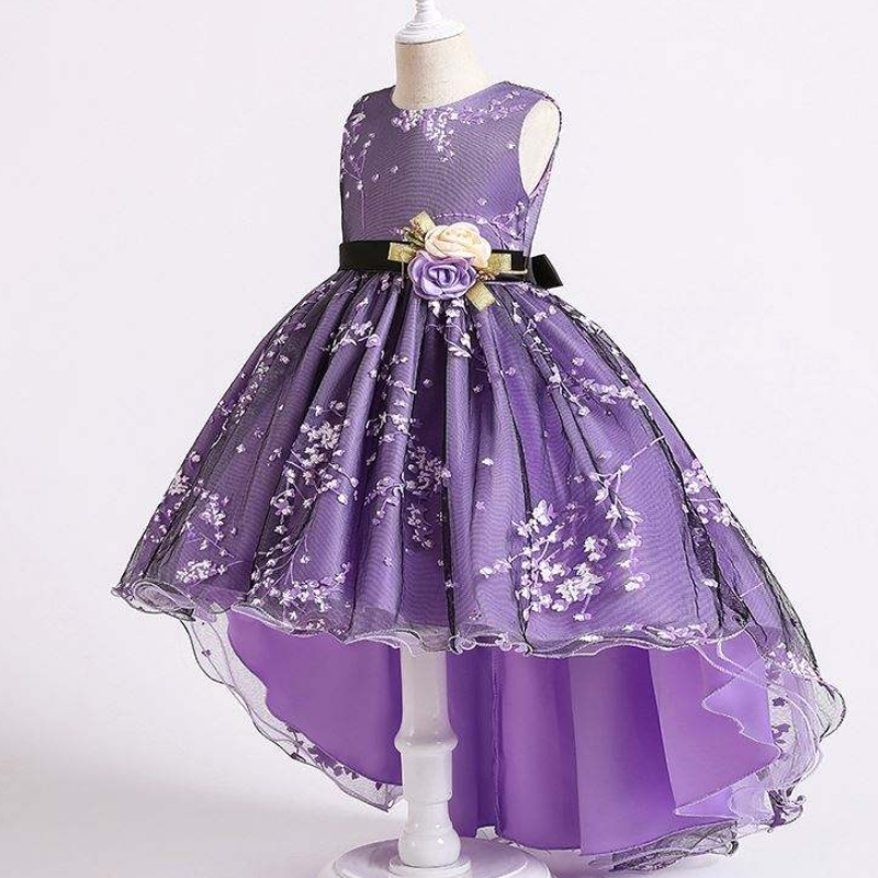 Baige Children Dress Girls Bow Wedding Gown Trailing Western Party Wearフォーマルプリンセスガール\\\\ \'Sドレス2153