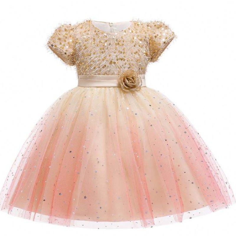 Baige New Design Girls Cakeドレスエレガントな夜のフォーマルなベビーフラワーガールドレスl5160