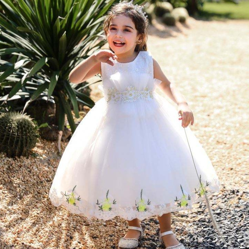 Baigeアップリケされた刺繍の花2022ホットガールズを売っている女の子のための服パーティードレス