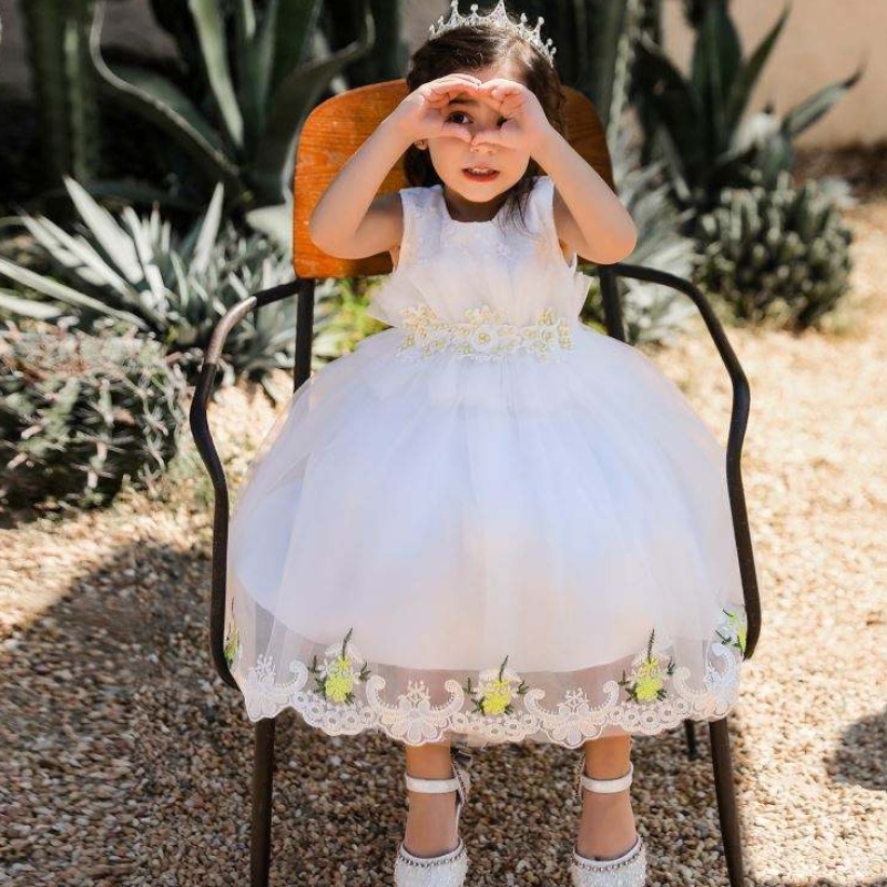 Baigeアップリケされた刺繍の花2022ホットガールズを売っている女の子のための服パーティードレス