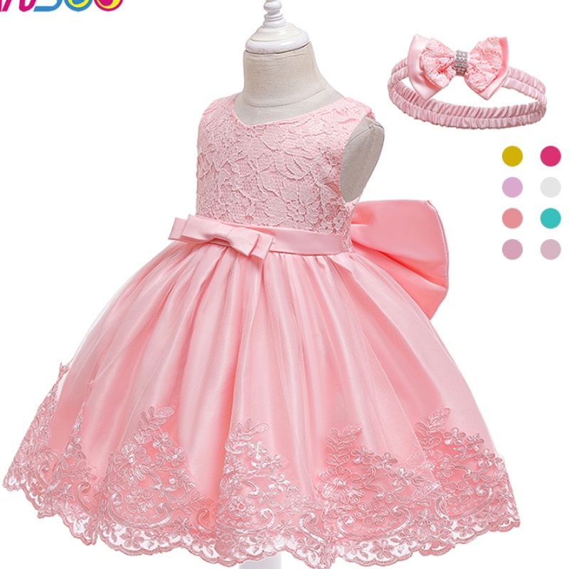 Ansoo New Design Girl \\\\ \'S Princess Dress Bow Lace Baby Seveless Dress for Wedding Party