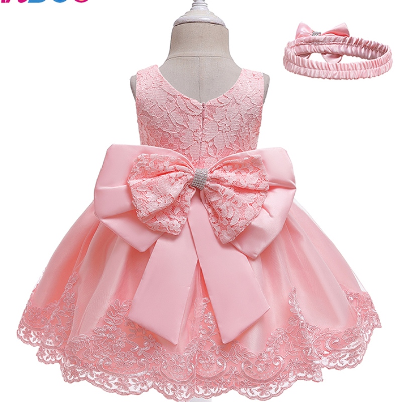 Ansoo New Design Girl \\\\ \'S Princess Dress Bow Lace Baby Seveless Dress for Wedding Party