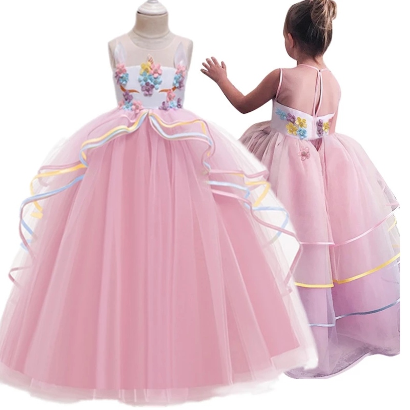 ファンシーガールハロウィーンユニコーンパーティーロングドレスプリンセスガールズキッズの衣装女の女の子フロック子供服