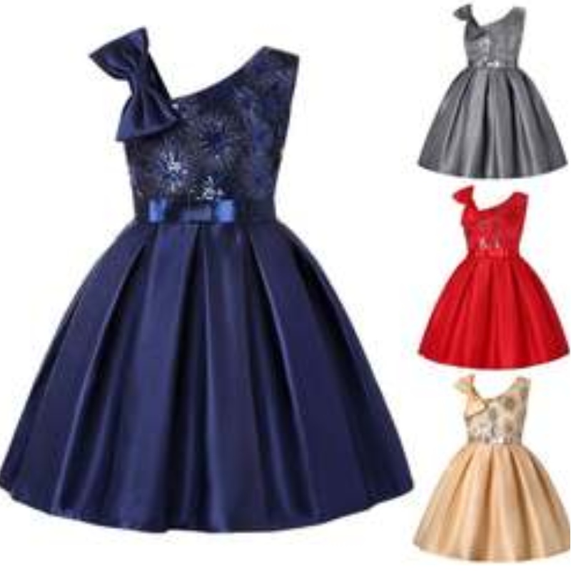 2021ノースリーブの小さな女の子のドレス新しい夏のプリントフラワープリンセスドレスコットンフロックデザイン1863