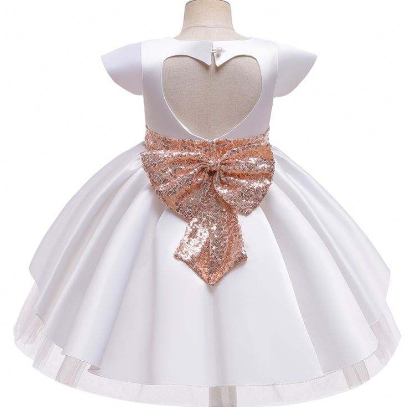 Baige Factory Wholesale White Baptism Girls Kidsを着る誕生日のドレスの子供\\\\弓付きのパーティードレス