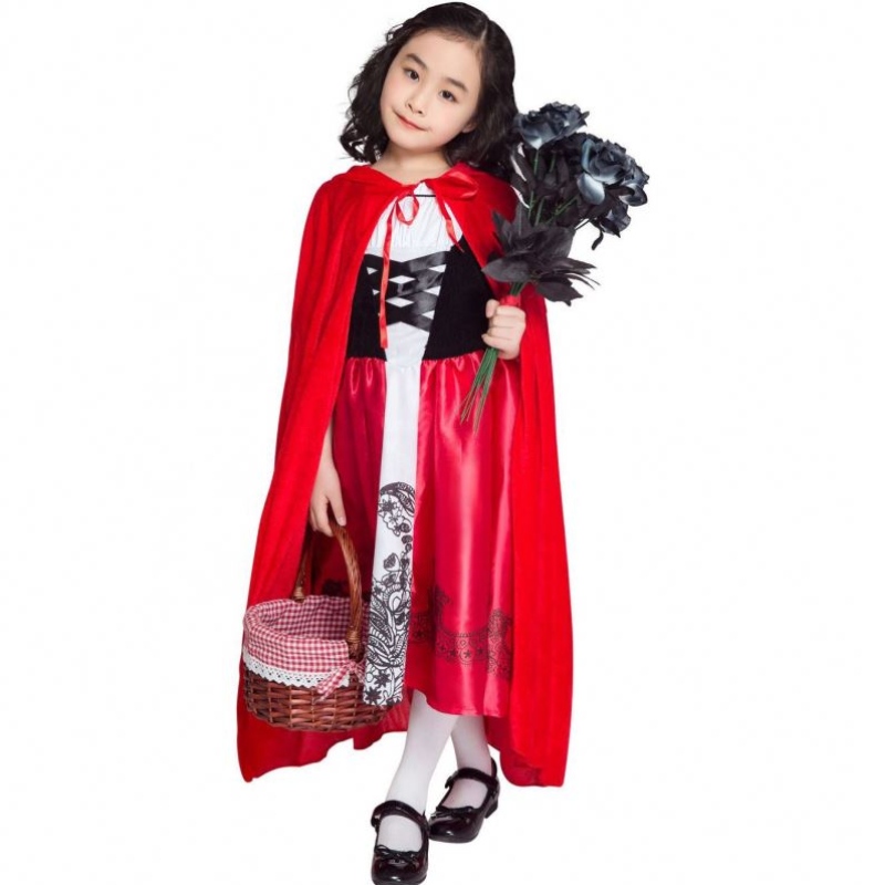 子供たちの日の衣装ハロウィーンの子供たち\\\\ \'の小さな赤いライディングフードコスチュームと子供のためのケープ