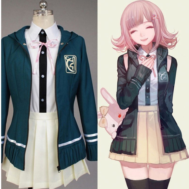 高校生のユニフォームアニメダンガンロンパナナミチアキコスプレコスチューム長袖ショートスカートロリスカート